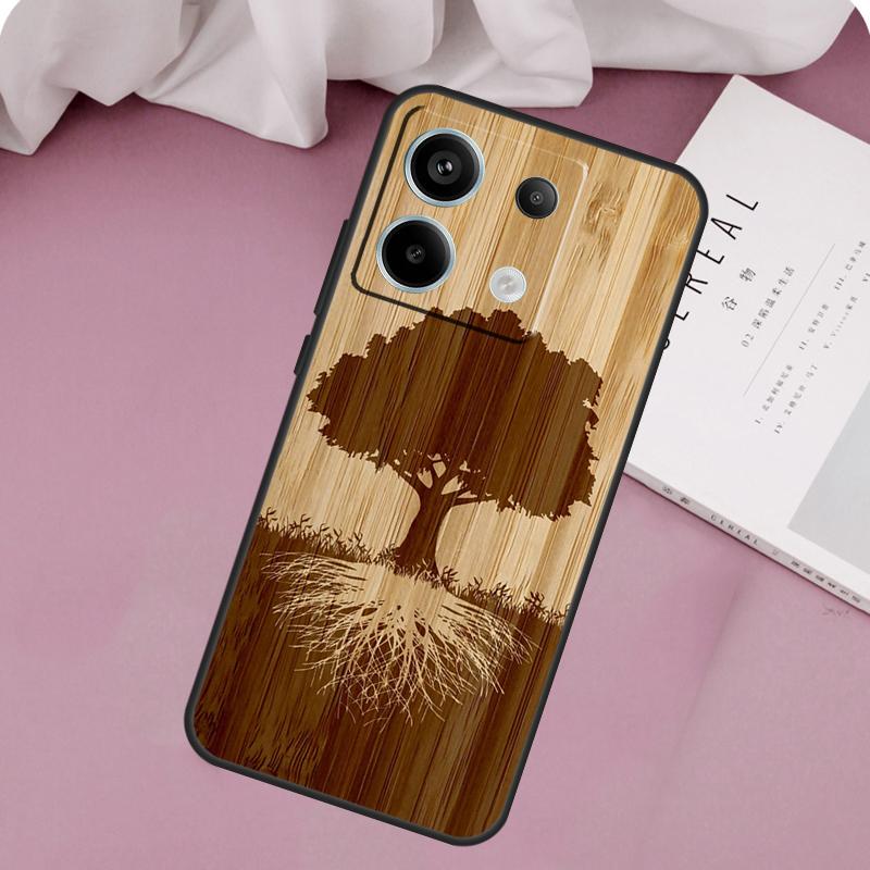 Tree Flower Bamboo Wood Case For Xiaomi Redmi Note 13 Pro 11 10 9 12 Pro 9S 10S 11S 12S Redmi 9C 10C 12C 13C Cover