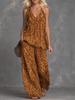 European Leopard Print Sleeveless Top & Chiffon Wide-Leg Pants Set for Women