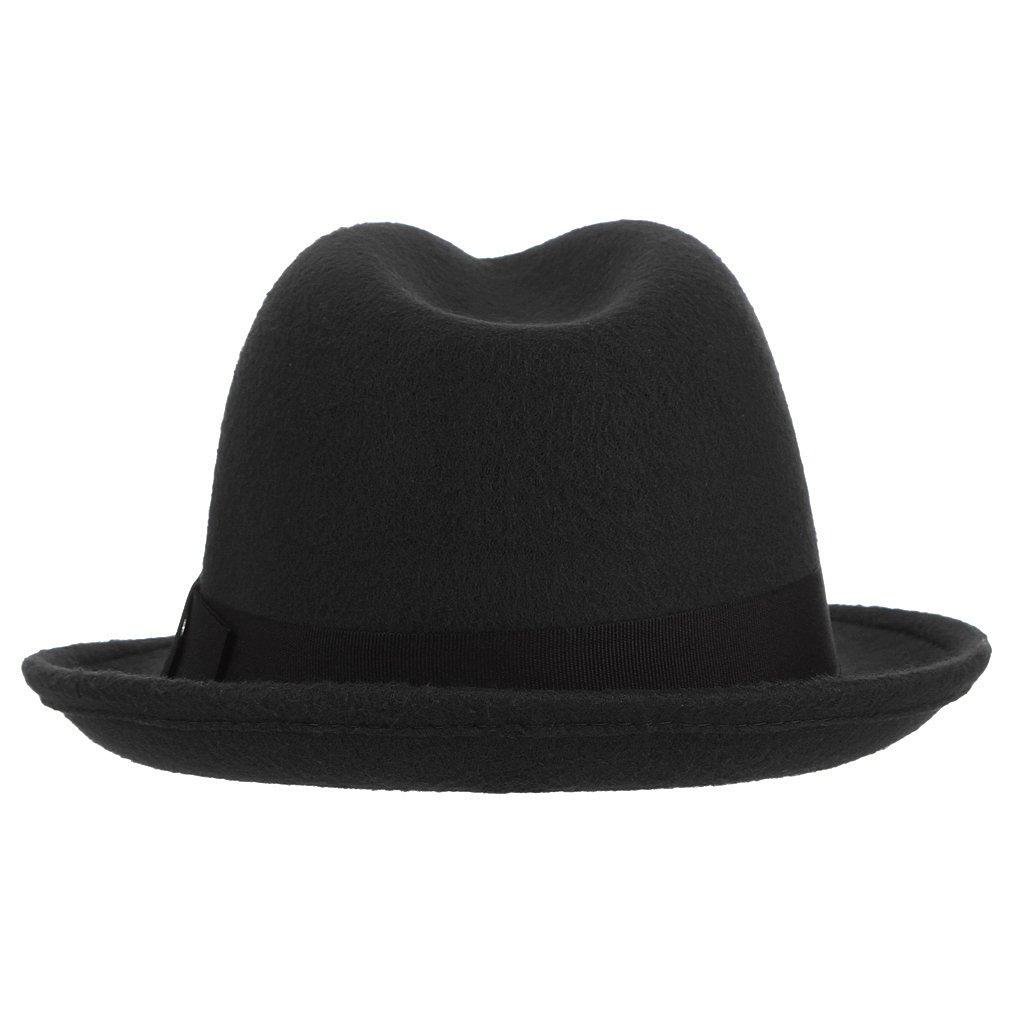 GEMVIE Filz Fedora mit Perfekt für Outdoor und Schwarzer Herrenhut, Krempe, Reise, Formell, Weich, Lässig,