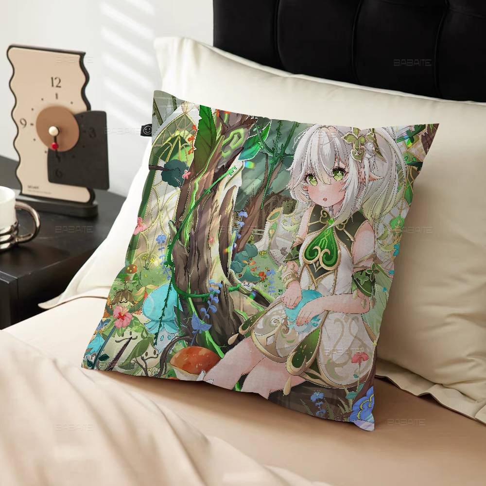 Genshin Impact Kawaii Anime Nahida Cushion Cover Polyester Sofa Cushions Decorative Throw Pillows Home Decoration Pillowcover
