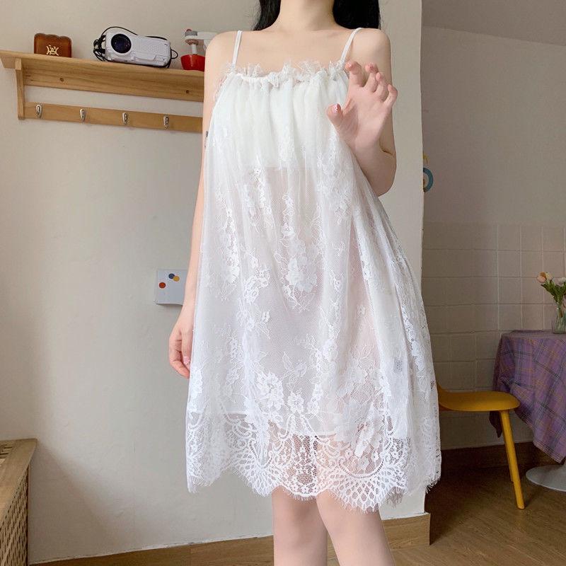 Women's Summer Fairy Camisole Nightgown - Sexy Princess Style with Lace, Sleeveless, Plus Size Pajamas