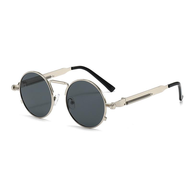 Personalized metal round frame European and American fashion trend punk sunglasses men's high-end spring sunglasses women