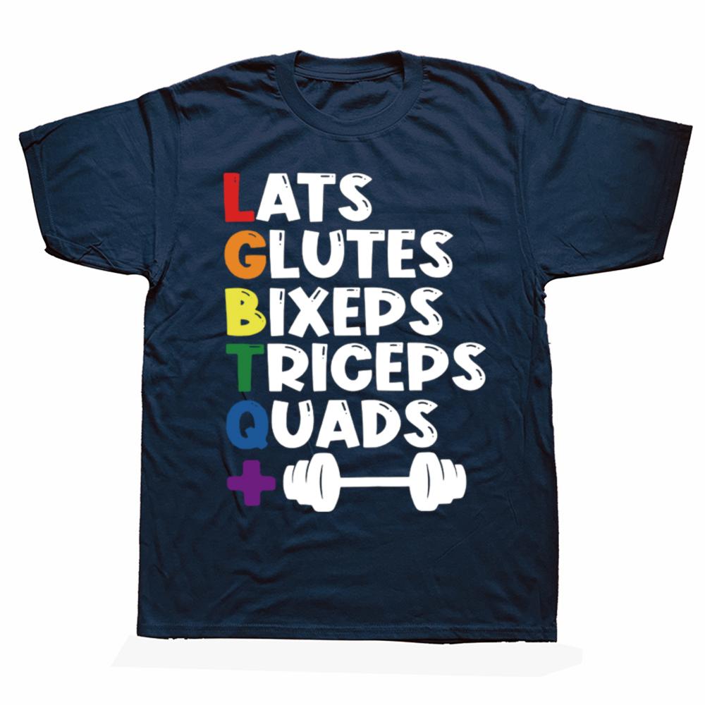 LGBTQ Gym T Shirt Last Glutes Biceps Triceps Lgbt Humor Gym Lovers Tee Tops EU Size 100% Cotton Casual Y2k T-shirt