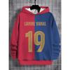Boys' Football Hoodie, Red and Blue Color Blocked Pullover Sweatshirt, Soft Sports Jacket for Football Players and Fans