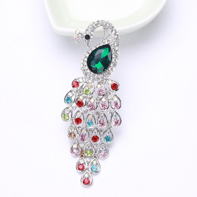 

Антибликовая булавка для корсажа, высококачественная брошь в виде павлина со стразами, аксессуары для одежды в стиле ретро разноцветный