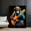 Małpa Z Gitarą Małpa Z Gitarą, 70X100 Cm, Rama Aluminiowa Czarna, Papier Matowy 230 Gsm