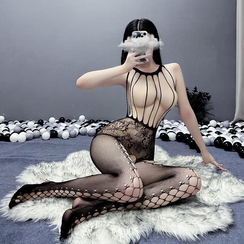 Uniform sexy underwear women's sexy temptation transparent free open gear backless onesie stockings