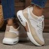Large Size Spring New Casual Sports Shoes Women's Flying Woven Slope Heel Round Head Lace-up Mesh Women's Single Shoes