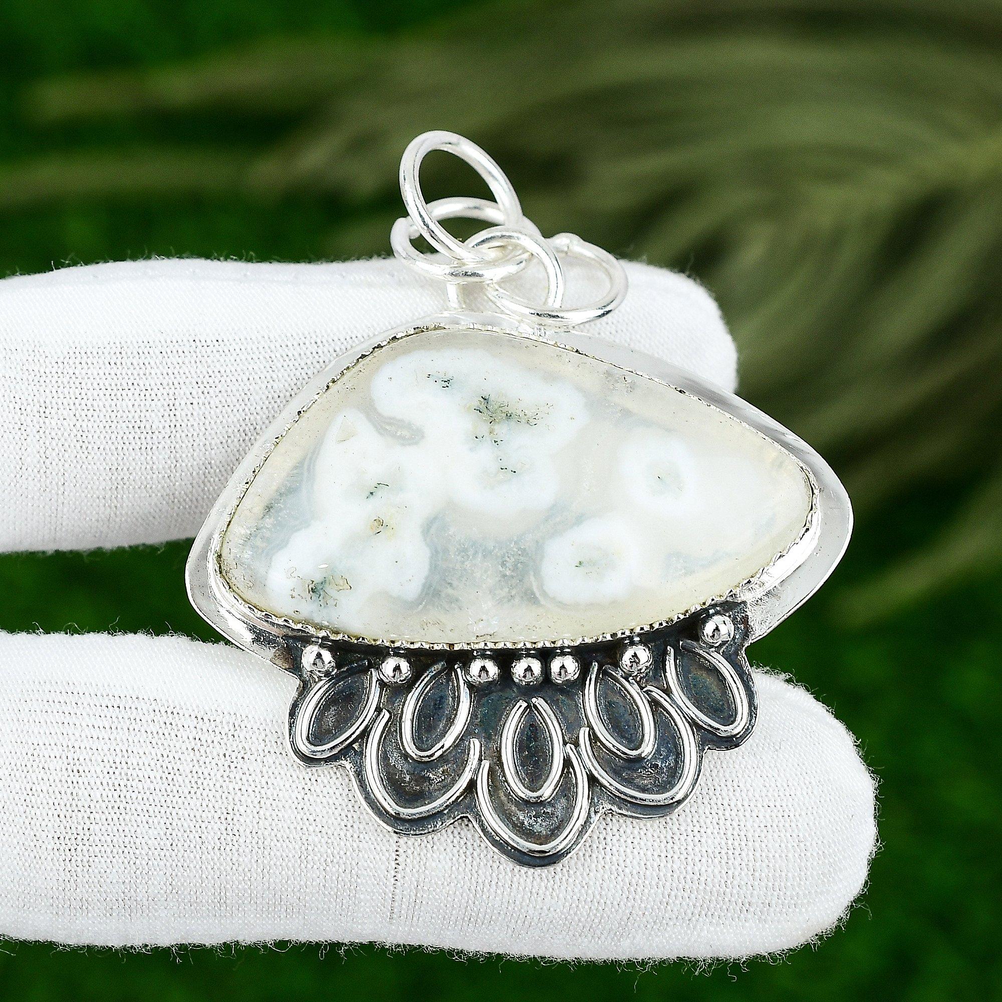 Триллион Натуральный Солнечный Моховой Агат Серебряная Оправа Жена Новое Подвеска Украшение