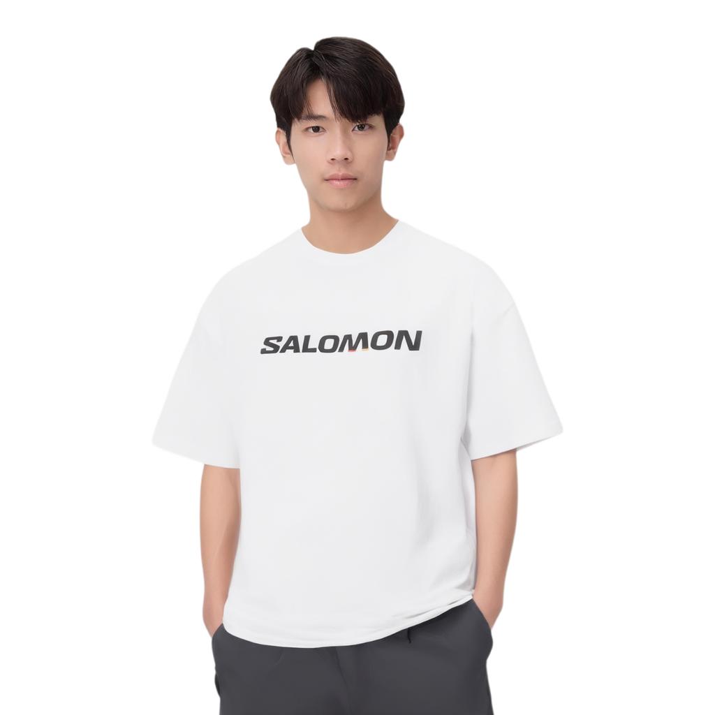 Salomon Logo Round Neck Loose T-Shirt Men Tops White C28059