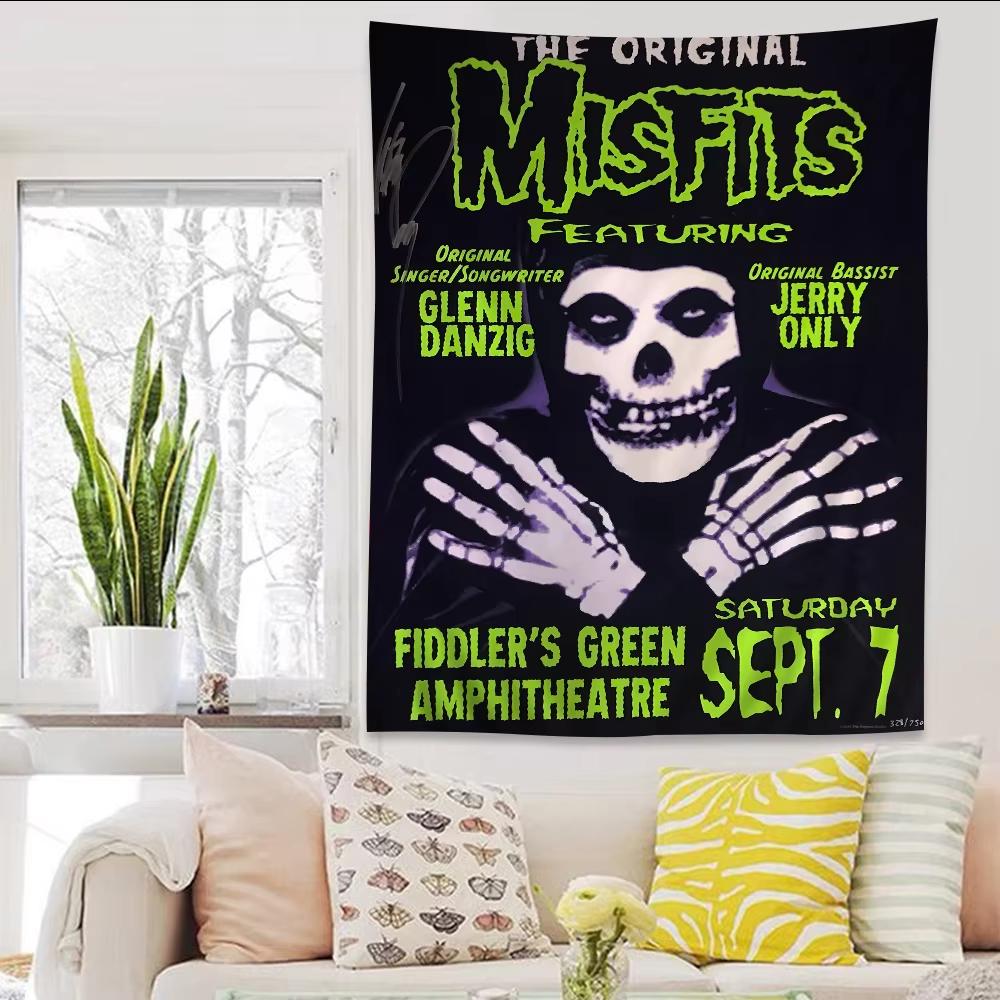 Misfits Horror Punk Rock Tapestry  Flat Printed Tarot Hippie Poster Wall Hanging for Dorm  Home Art Decor