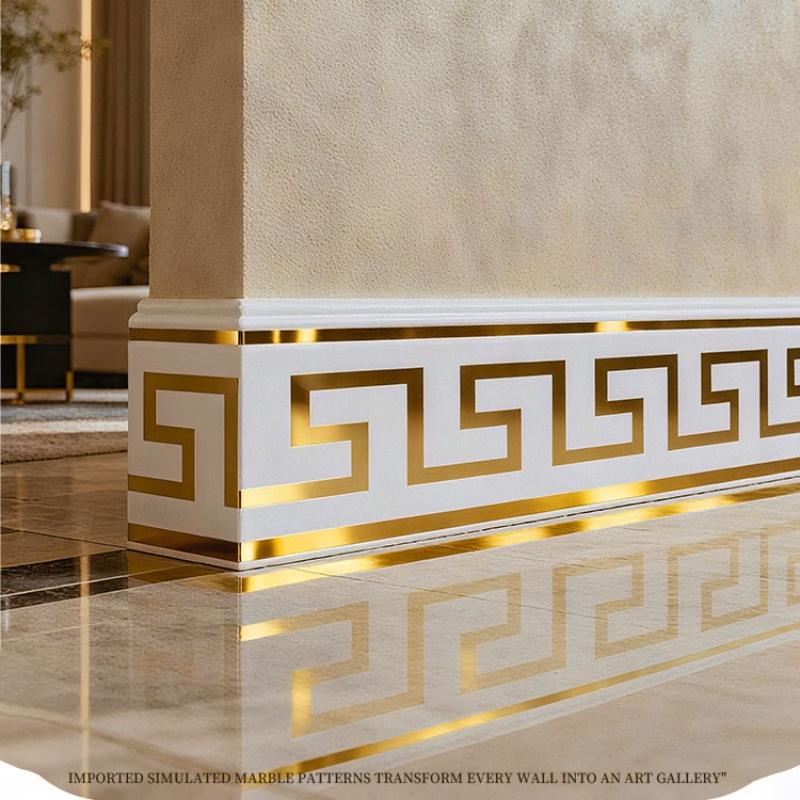 Silná samolepicí PVC soklová lišta - Vodotěsná nástěnná soklová dekorace, Imitace dlaždicová soklová lišta, Snadné odlupování a lepení