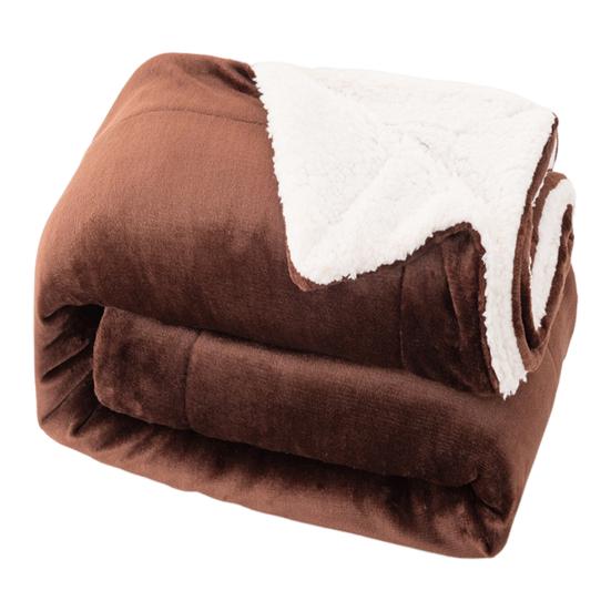 Flannel Blanket Thickened Double Layer Comfortable Touch Blanket Elastic Edge Winter Warm Plush Sofa Throw Blanket