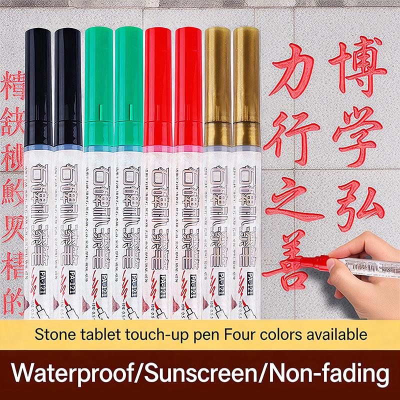 3Pcs Golden Tombstone Paint Markers Waterproof Weatherproof Pen for Restoring Faded Inscriptions on Granite