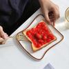 flower-shaped Rectangular Baking Set - White ceramic material, toasted bread shaped ceramic plate, dessert plate, multi-functional kitchen tableware