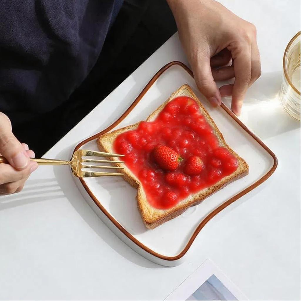 flower-shaped Rectangular Baking Set - White ceramic material, toasted bread shaped ceramic plate, dessert plate, multi-functional kitchen tableware