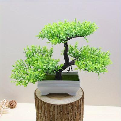 1pc Simulated Floral Green Plant Decoration - Plastic Welcome Pine Bonsai Plant for Home, Office, and Event Decoration