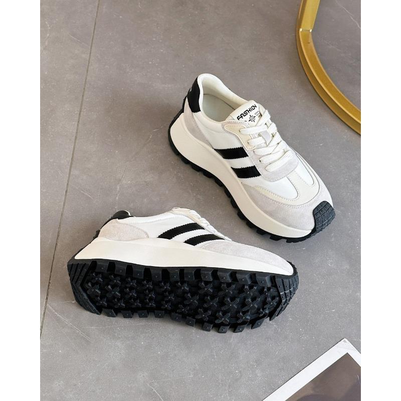 

Платформа подошва модные папины кроссовки женские весенние новые серебристые повседневные спортивные вафли маленькая талия 35 чёрный