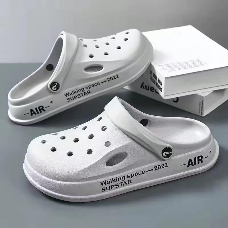 Hole Shoes Men's New Year Couple Platform Slippers Bag Head Sandals Non-slip Casual Soft-soled Beach Shoes Men