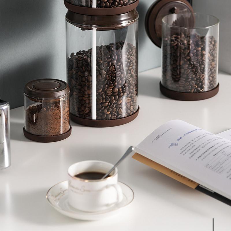 Glass Airtight Canister Kitchen Storage Bottles Jar Sealed Container Tea Coffee Beans Grains Candy Jar With Exhaust Coffee Lover