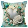 Love Heart Rose Print Pattern Home Decor Pillowcase Bedroom Living Room Sofa Decoration Polyester Cushion Cover With Zipper
