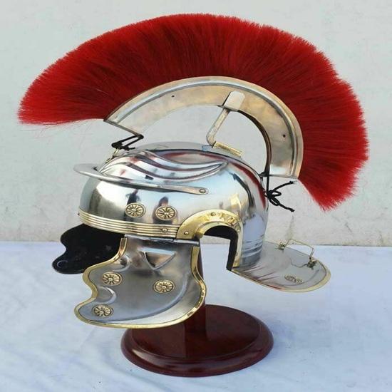 Römischer Zenturio Helm Handgefertigte Stahlrüstung Sammlerstück mit Ausstellungsständer Geschenk für Sie
