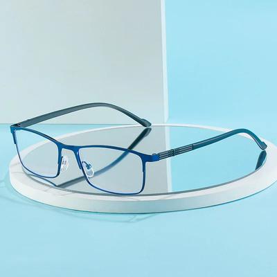 Myopiebrille Blaulichtfilter Lesebrille Vollrand Edelstahl Business Myopiebrille mit Stärke 0 bis -6.0