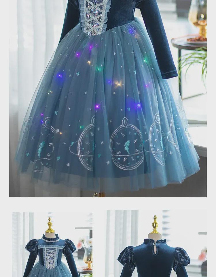 Elsa Princess Velvet Winter Dress for Girls - Thickened Skirt