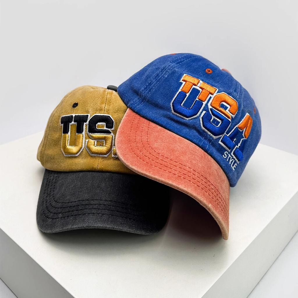 Washed Old Embroidered Baseball Cap Embroidered Baseball Cap European and American Retro Versatile Sun Protection Baseball Cap