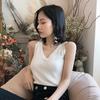 Women'S Fashion V-Neck Knitted Vest Summer Solid Color Sleeveless Casual Tank Top