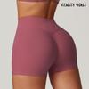 Vitality Girls Fashion Yoga Shorts Seamless High Waist Pleated Hip Lifting Fitness Exercise Shorts Tight