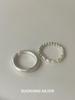 S925 Sterling Silver Freshwater Pearl Open Ring - Women's Stackable Frosted Band