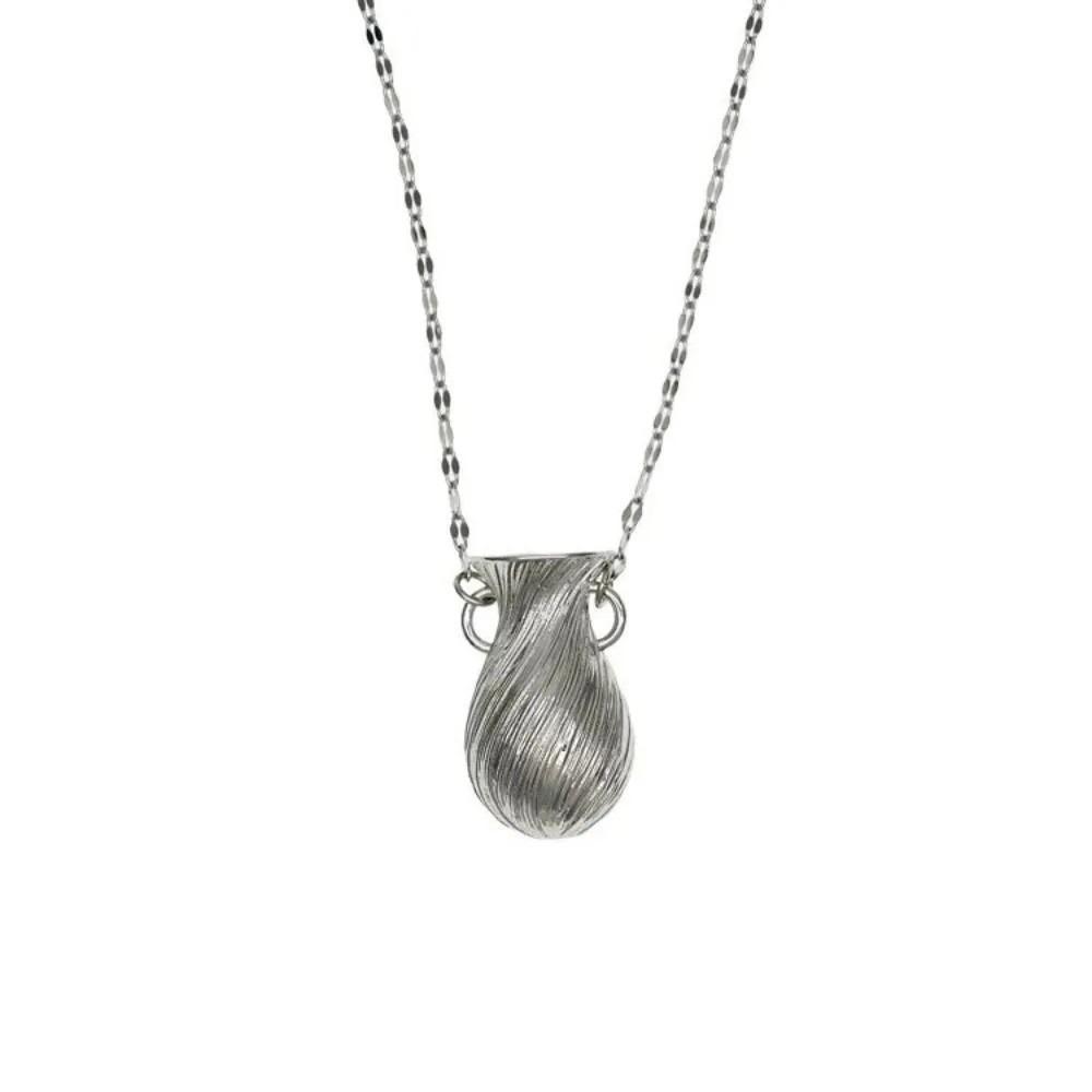 Vintage Hollow Vase Necklace Silver Color Flower Bouquet Necklace Geometric Necklace Women Fashion серебряный