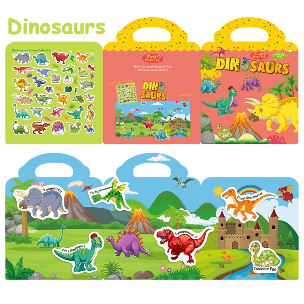 Kids Reusable Sticker Book Multiple Scenarios Cartoon DIY Puzzle Educational Cognition Learning Toys for Child Age 2-4 Gift