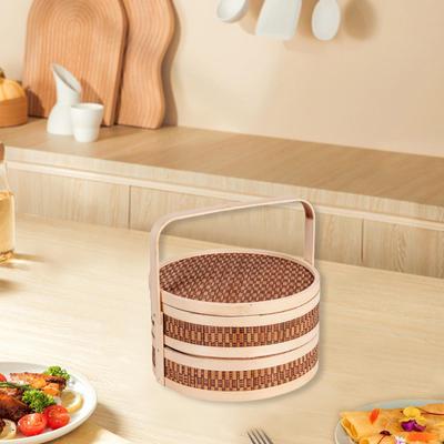 Bamboo Woven Basket Pastry Picnic Handwoven Portable Lightweight Travel Transport
