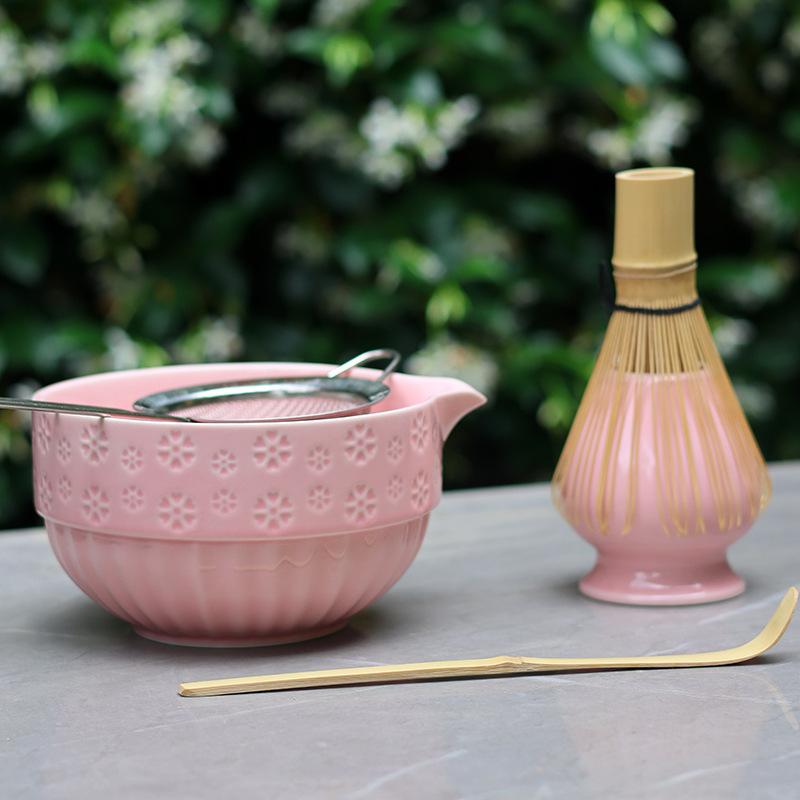 5PCS/Set Matcha Tea Set Ceramic Matcha Bowl Reusable Bamboo Whisk Scoop Teaspoon Sifter Vintage Song Dynasty Tea Ceremony Kit