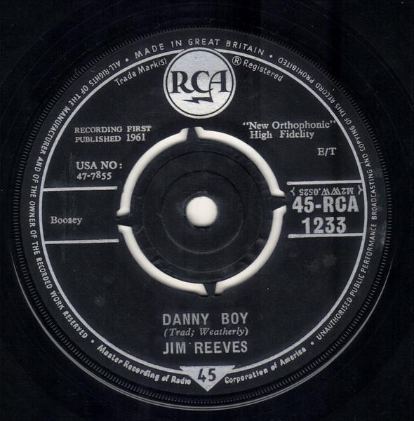 

7inch Record JIM REEVES - Danny Boy / The Blizzard 45RCA1233 RCA 1961 UK Pop Used