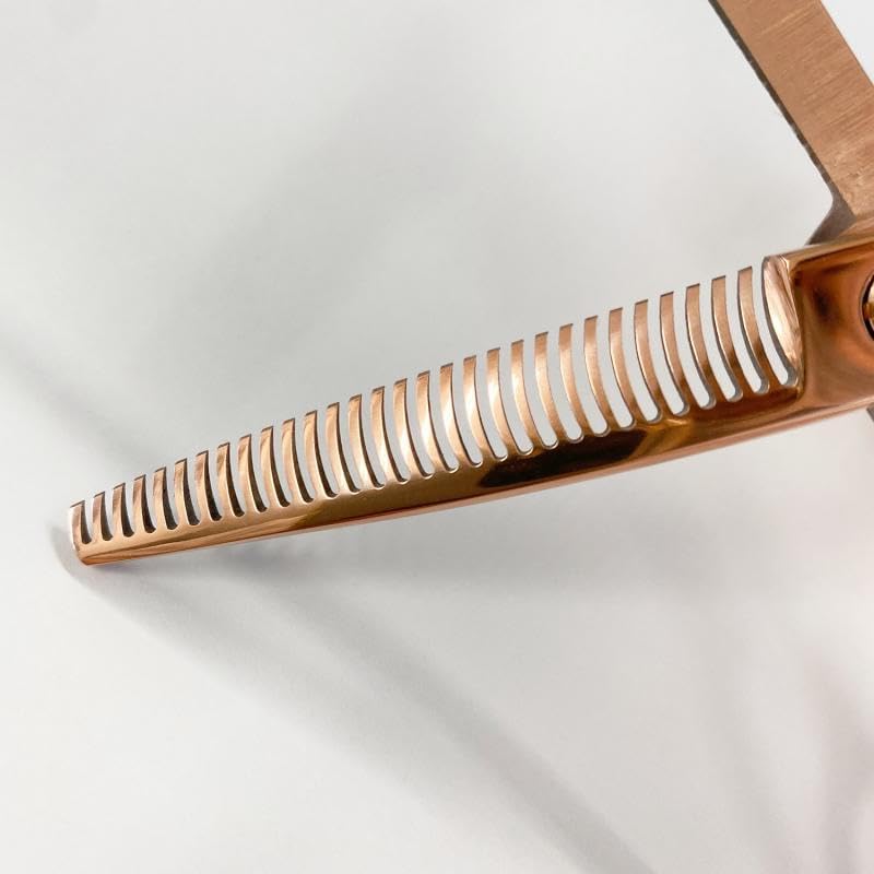 DEEDS GTZ Pink Gold Titanium Scissors and 630R Thinning Scissors Thinning with Dedicated Case Set Hairdressing Scissors [PF] (6.0 Inches) (6.0 Inches,