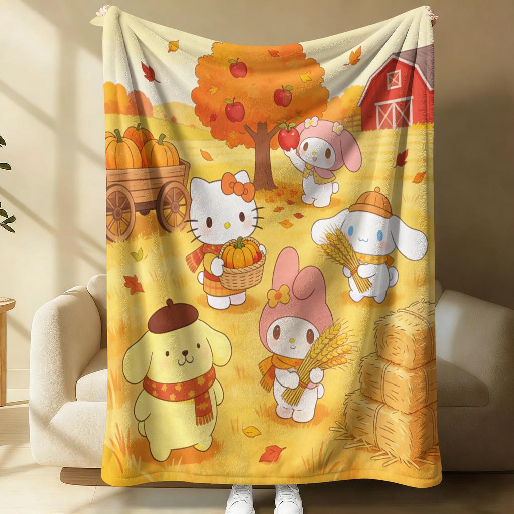 Sanrio Steampunk Plush Flannel Blanket Lightweight Throw Cartoon Cute Air Conditioning Bed Sofa Cover Nap Office Shawl Girl Gift