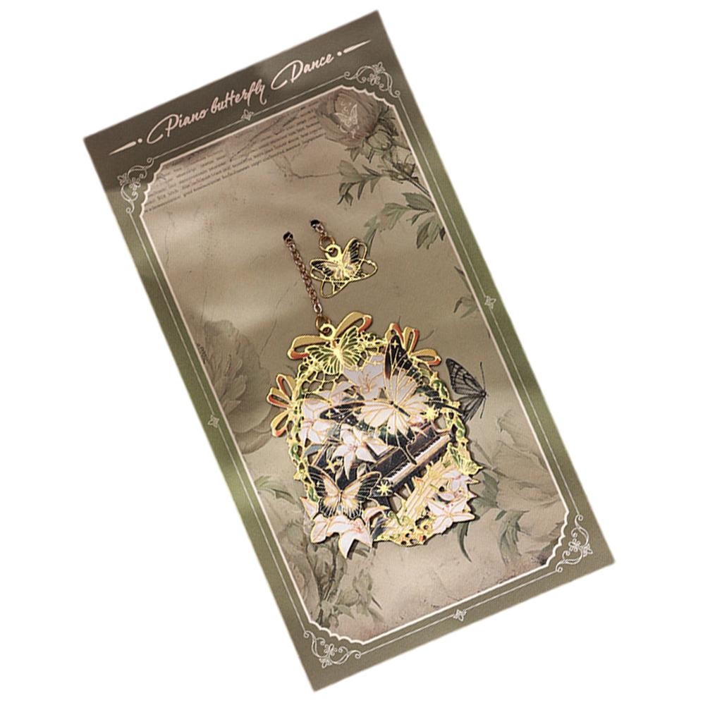 Metal Bookmarks Hollow Butterfly Book Reading Bookmarks Markers Retro Bookmarks with Pendant Page Marker for Reading
