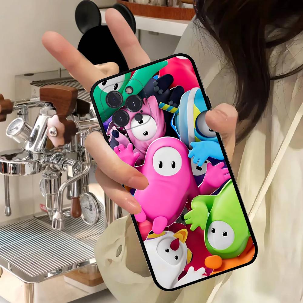F-Fall G-Guys Party Game Phone Case For IPhone 17 16 15 14 13 12 11 Pro Max Plus Mini Silicone Black Cover