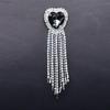 Korean Chain Heart Chain Metal Tassel Brooch For Women Men Suit Decoration Tassel Chain Metal Bead Pin Cloth Jewelry Accessories