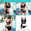 [Clove Cube] Double Cross Bikini Women's Swimsuit, Sexy, Simple, Ribbon, Black, Chic, with Pads (M Medium)