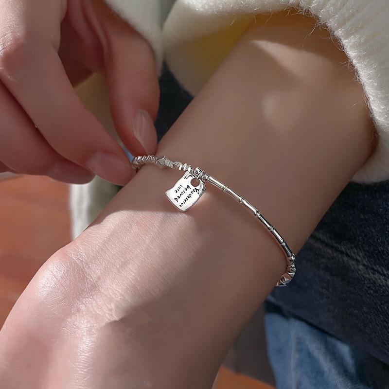 Love Bracelet Female Niche Exquisite Personality Stacking Irregular Bamboo Tag Bracelet