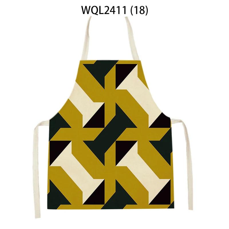 Geometry Stripe Triangles Pattern Kitchen Apron for Women Linen Bibs House Cleaning Pinafore Home Cooking Apron Accessories