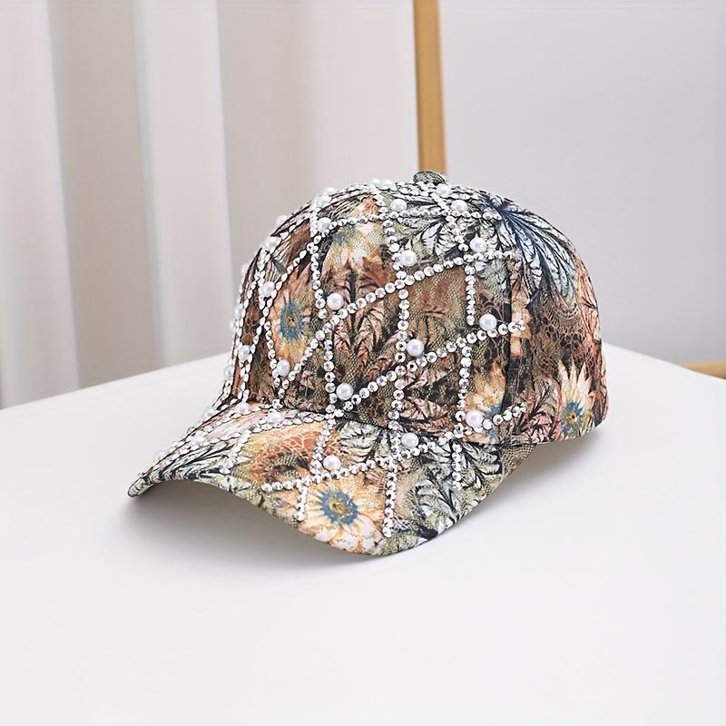 

Летняя корейская мода, повседневная кепка-утка с украшениями из страз и жемчуга, бейсболка для занятий спортом на открытом воздухе, новая модель 1pc жёлтый