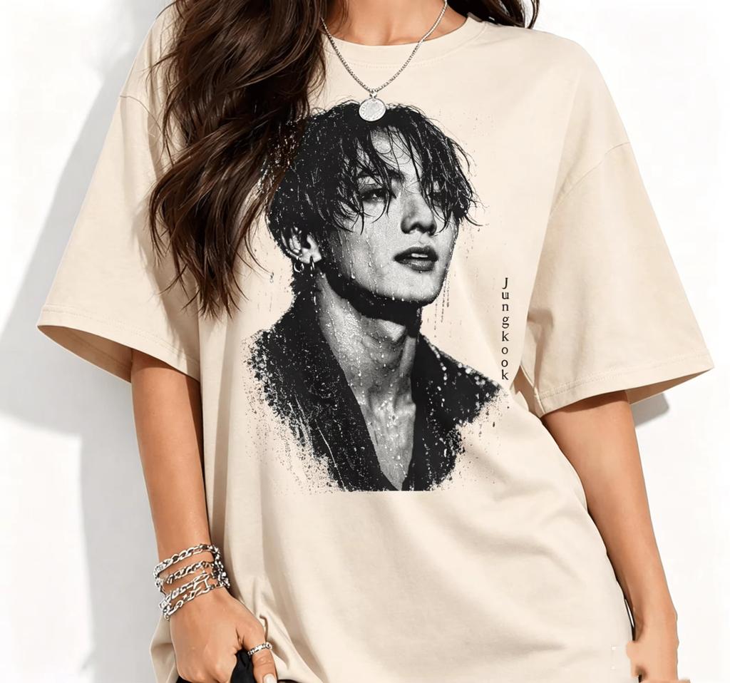 Jungkook T-shirt Koreansk BTS Pop Idol Jungkook Musikfläkt Present 2026 Sommar Unisex Mode Bomull Y2K Lös För Kvinnor Och Män Bekväm T-shirt