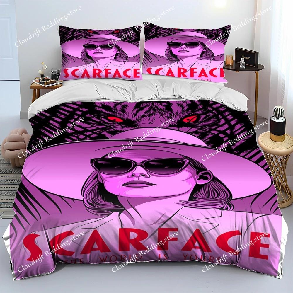 Film Scarface Tony 3D-Druck Bettdecke Bettwäsche-Set, Bettbezug Bett-Set Steppdeckenbezug Kissenbezug, King Queen Größe Bettwäsche-Set Kind