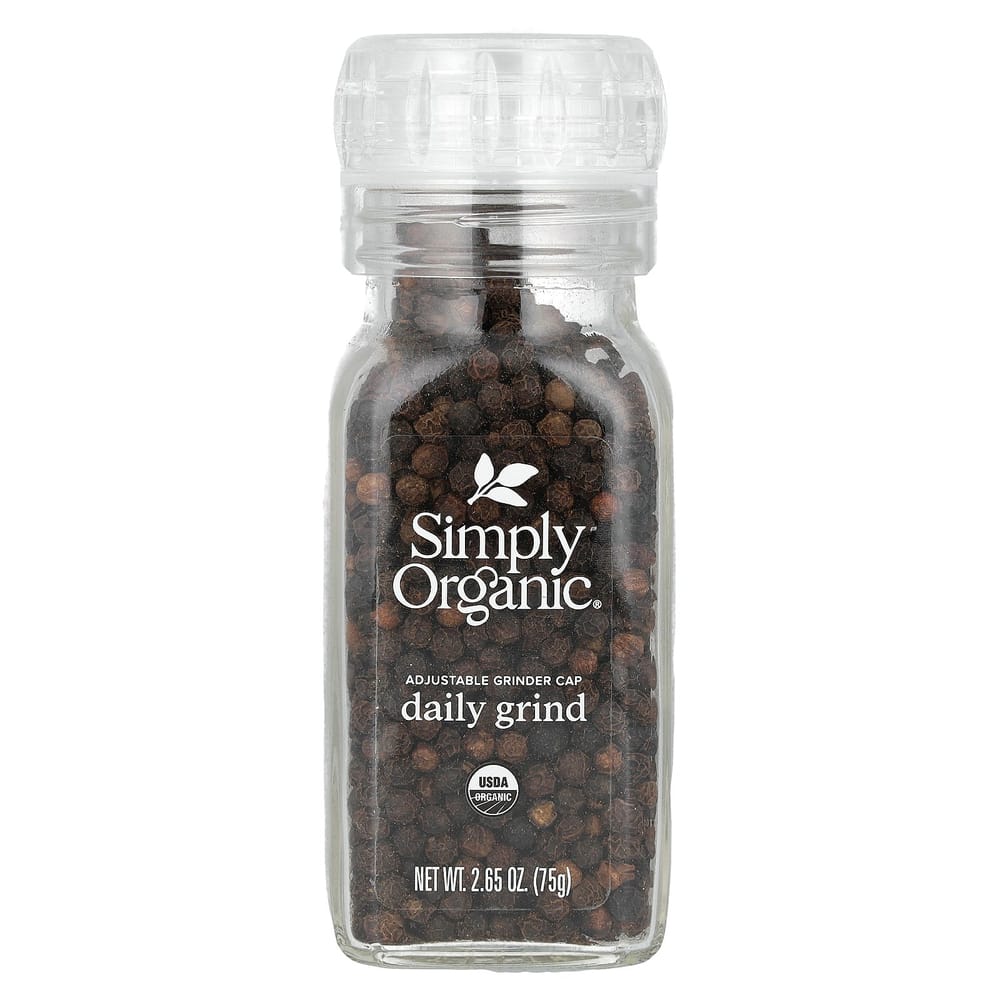Simply Organic Daily Grind Whole Black Peppercorns 75g (2.65oz)