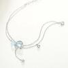 925 Silver 19CM Double Bracelet Aquamarine Crystal Encrusted Bracelet Elegant Feminine Trend Jewelry